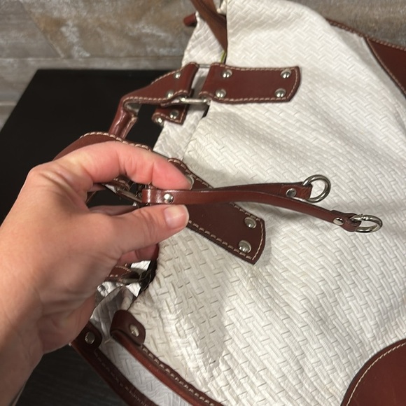 CLAUDIA Firenze genuine leather white and brown  made in Italy shoulder bag - Picture 6 of 15
